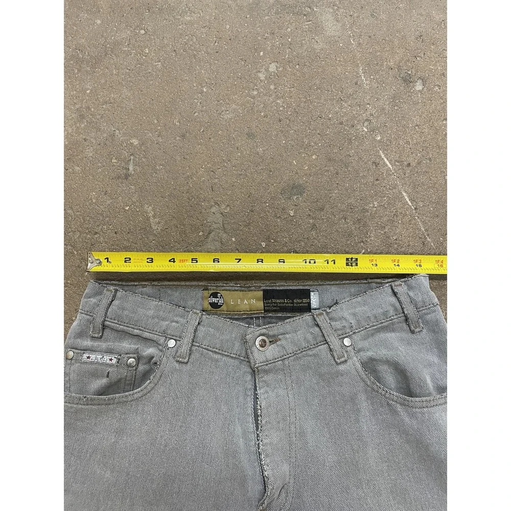 Vintage Levis Silvertab Lean Jeans Mens 31x34 Gray Denim Slim Straight Zip Fly‎